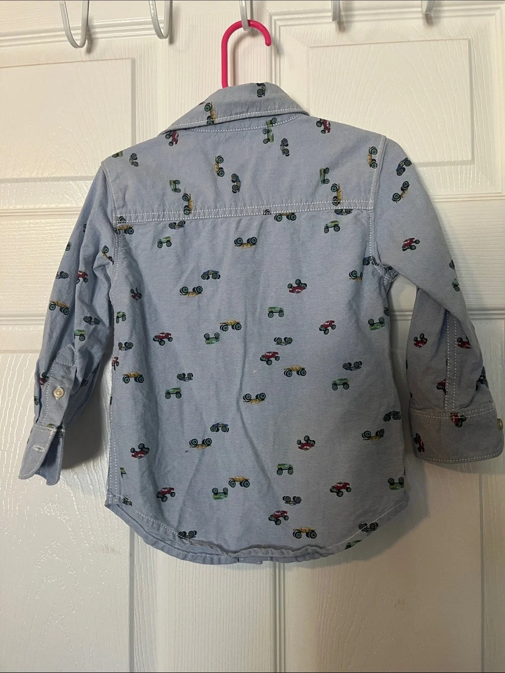 Carter's Light Blue Button-Down Shirt with Tractor Motif